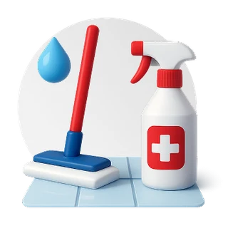 Flächen­reinigung und Desinfektion von Fußböden: